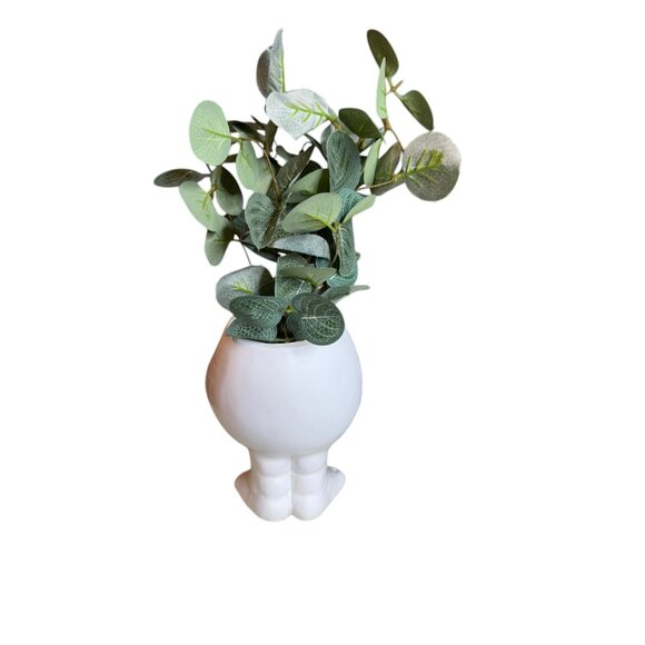 Whimsical White Resin Face Planter With Feet - Picture 2 of 11